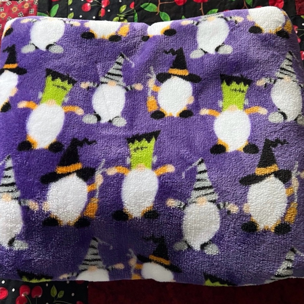 Purple Halloween Blanket with Gnome Design